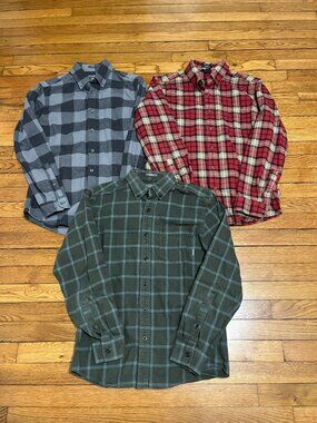 Eddie Bauer Flannel Shirt Long Sleeve Button Down Men's Size Small LOT OF 3